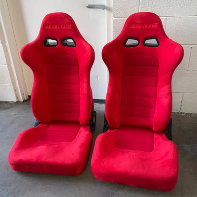 Bride Style Euroster II Cruz Red Suede Cloth Recliner Bucket Seat Set of 2