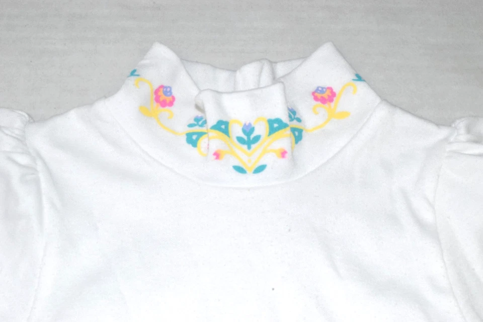 Vintage Toddler Shirt OshKosh 3T 80s Floral Balloon Sleeve High Neck Made USA - Image 3 of 4