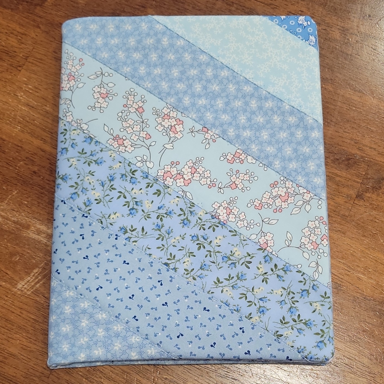 Quilted Scrappy Light Blue Floral Fabric Composition Noteboo