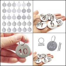 1-30 Stainless Steel Numbered Key Tags - w/ Labels Key Rings.
