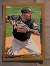 2014 Topps #41 ADEINY HECHAVARRIA Marlins Braves GOLD BORDER PARALLEL # /2014