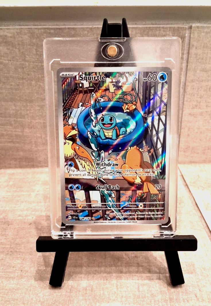 Squirtle 148/142 Sv07: Stellar Crown Holo with hard protective case. Mint condit