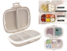 Travel Pill Organizer 8 Compartments Portable Daily Pill Box Small Pocket Purse