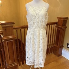Lace Feminine Coquette Pleated Fit and Flare Boho Wedding Sundress Sz 8