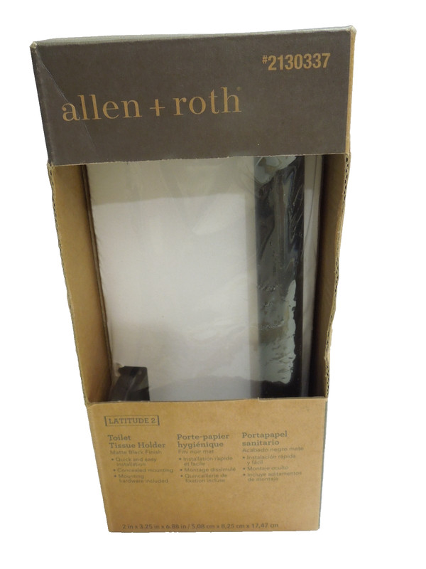 Allen + Roth Latitude 2 Toilet Paper Holder Matte Black Wall Mount Model 4243MXL