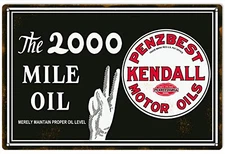 Motor Oil Kendall Reproduction Garage Shop Metal Sign 18x30
