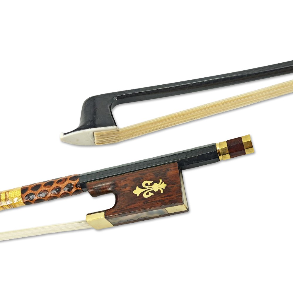4/4 Violin Bow Braided Carbon Fiber Snake Wood Frog Inlay Poplar Blossom