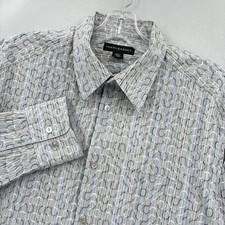 Jhane Barnes Shirt Mens Large Silk Patterned Long Sleeve Button Dress Abstract