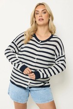 Image of Yours Curve Women's Plus Size Stripe Knitted Cardigan