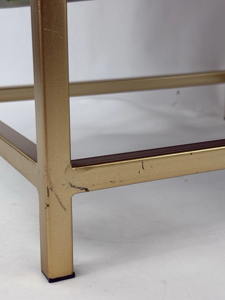 Baxton Studio Aliana Navy Blue Fabric and Gold Finished Metal Ottoman - Image 4 of 4