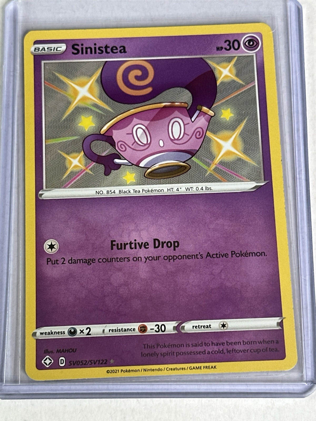 Sinistea - SV052/SV122 - Pokemon Shining Fates Sword Shield Shiny Rare Card NM