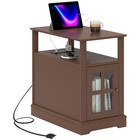 HOMCOM Side Table with Charging Station and USB Ports, Brown — photo 1