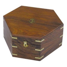 Drewniane pudełko na Sextant 8201N lub 8201S wykonane z drewna / mosiądzu 25 x 11 cm Sea-Club