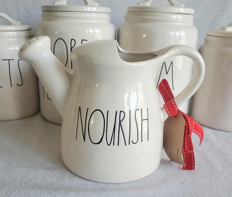 Rae Dunn NOURISH Ceramic Watering can NWT