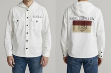 Ralph Lauren RRL Naval Supply Division Hoodie Shirt Jacket Anchor Patch Vintage