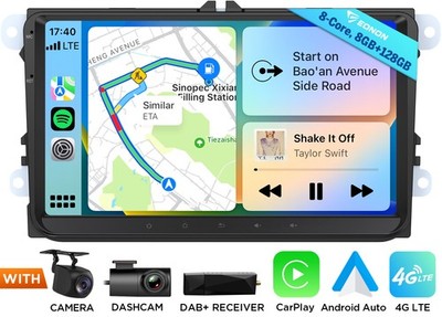 8+128G 9'' für VW Golf VI 2008-2016 Autoradio Android Auto 13 GPS QLED 2 DIN DAB+