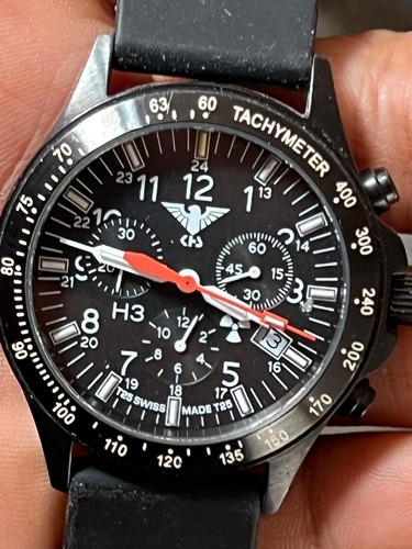KHS Rare UAE Armed forces military Chronograph quartz Black Mens watch - 第 9/12 張圖片