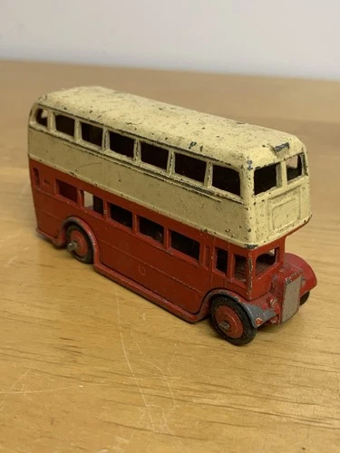 Dinky Toys Double Decker Bus Red & Cream Meccano England Vintage Diecast London