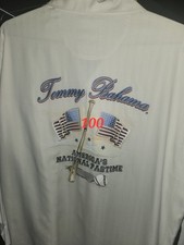 Tommy Bahama Men's White Silk Embroidered Baseball Patriotic Button-Up Shirt