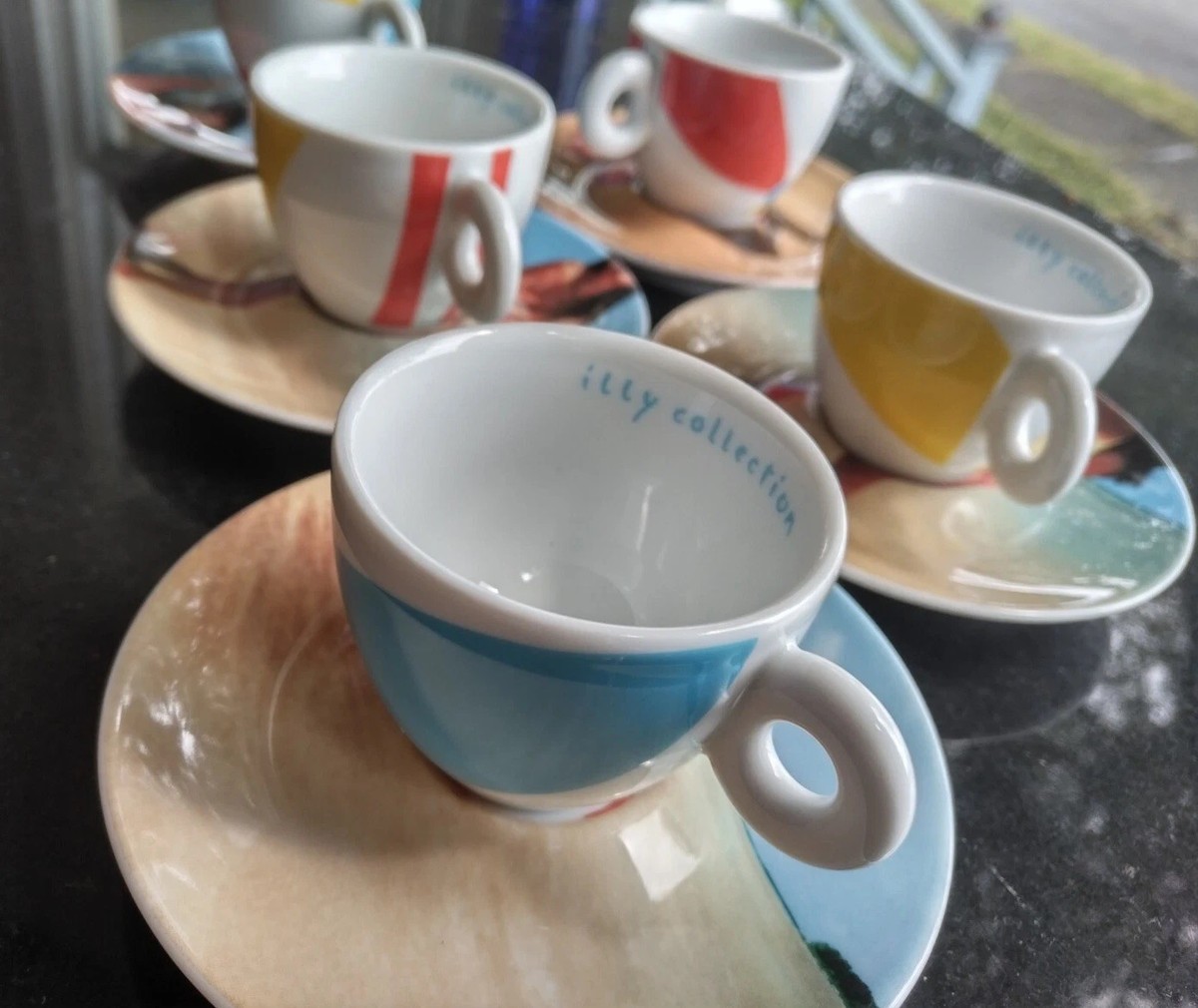 Sale! illy art 2002: Marina Abramovic 5 espresso cups/saucers 