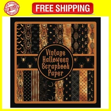 Vintage Halloween Scrapbook Paper: Black and Orange Spooky Craft Paper Pad...