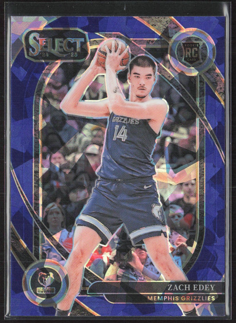 2024-25 Panini Select #280 Zach Edey Blue Cracked Ice Prizm