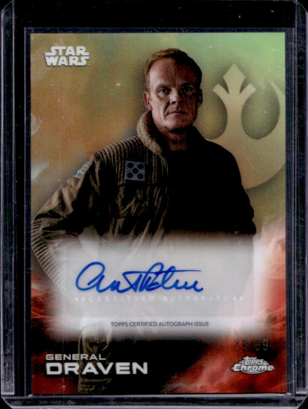 2025 Topps Chrome Star Wars Alistair Petrie General Draven Auto Green #/99