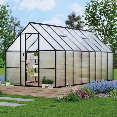 Garvee 8x16FT Aluminum-Framed Polycarbonate Greenhouse Quick Structure Roof Vent