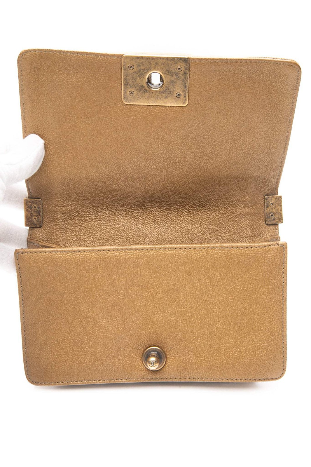 CHANEL Gold Python Quilted Boy Small Flap Bag - image 8