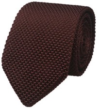 Pointed Knit Ties for Men Pure Color 2.76" Skinny Neck One Size Cognac Brown