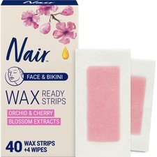 Nair Hair Remover Wax Ready Strips, Face and Bikini Hair Removal Wax Strips, ...