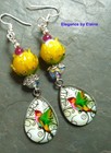 Yellow Flowers & Hummingbird Earrings Colorful Vibrant Spring Summer Nature Bird — photo 1