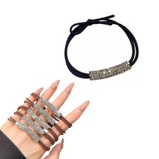 10pcs Rhinestones Decors Hair Tie Ponytail Holder Women Hair Styling Accessory