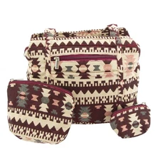 Canyon Sky Women's 3-Piece Sedona Jaquard Shoulder Bag and Pouch Set