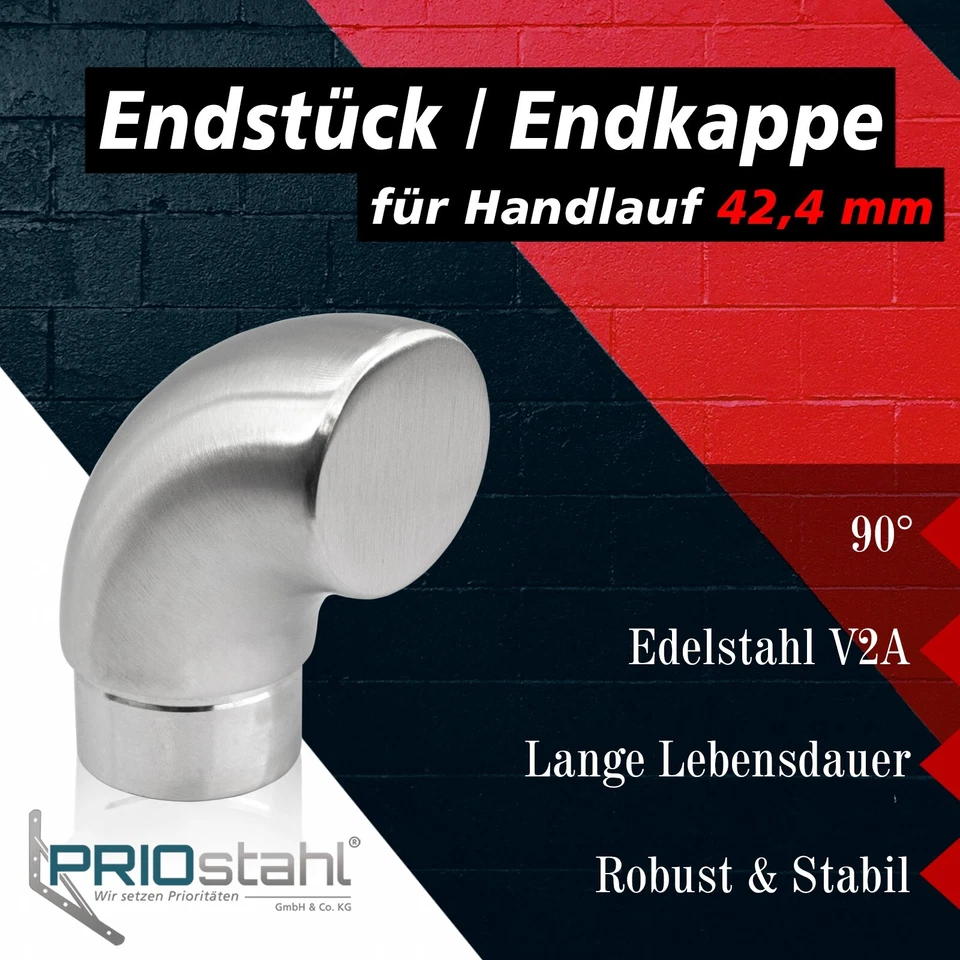 Handlauf Endbogen 90° Steckfitting Geländer Endkappe für Rohr Ø42,4 mm V2A - Bild 3 von 4