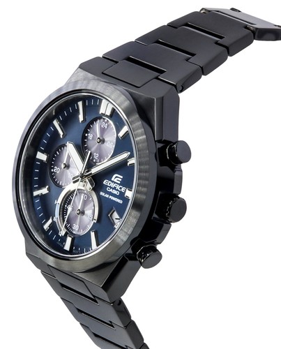 Casio Edifice Analog Chronograph Black Ion Plated Solar EQS-950DC-2A Mens Watch - Picture 3 of 4