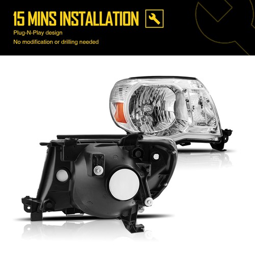 Headlights For 2005-2011 Toyota Tacoma TRD Style Clear 2006 2007 2008 2009 2010 - Picture 8 of 12