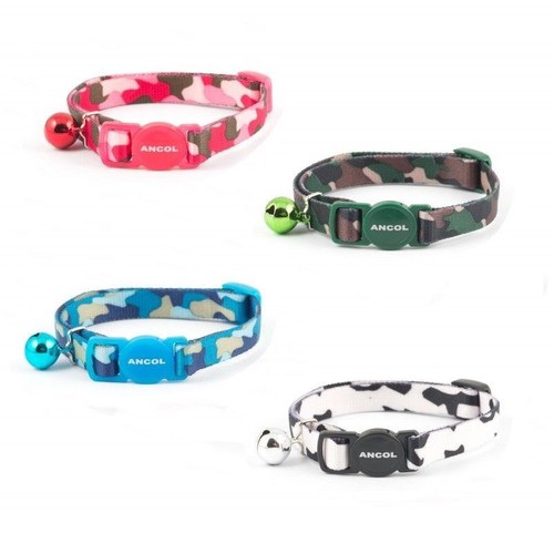 Ancol Camouflage Armee Nylon Sicherheit Katzenhalsband - weiß, grün, blau oder rot - Bild 1 von 12