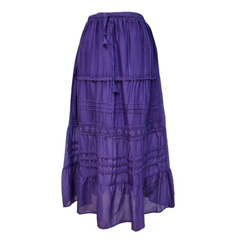 Cotton Skirt Maxi Embroidered Lace Gypsy Boho Casual Festival 10 12 14 16 18 20 - Picture 59 of 73