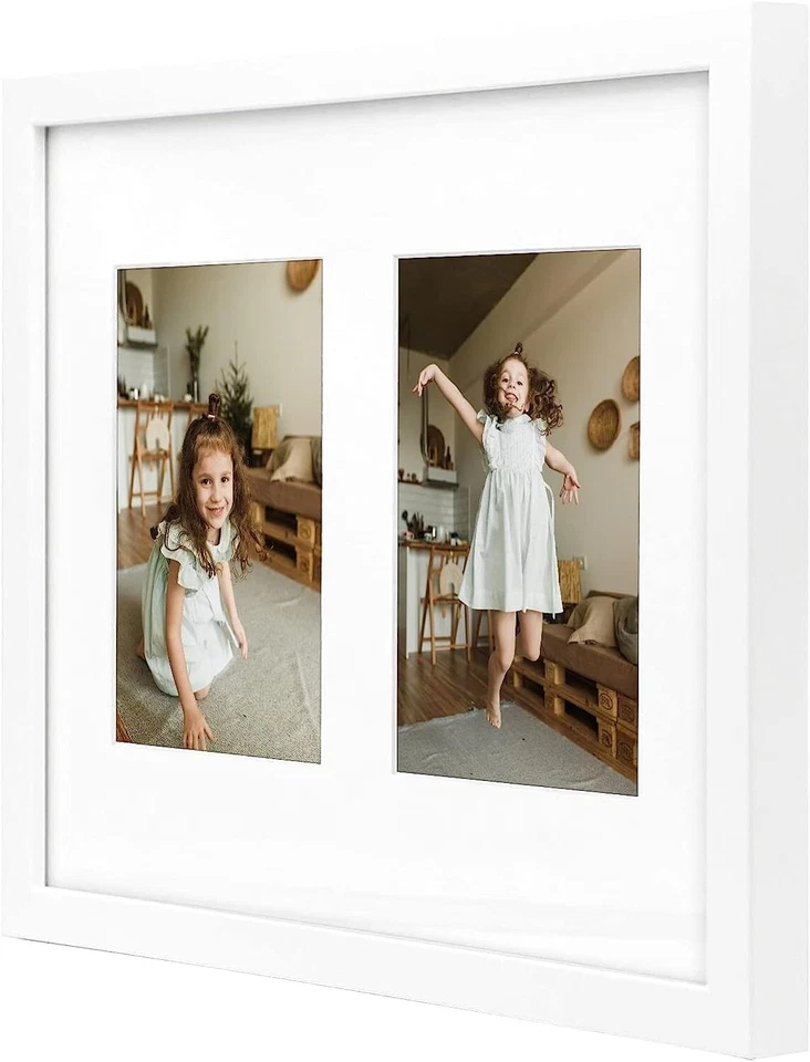 Golden State Art11x14 White Wood Collage Frame with Tempered Glass display(2)5x7 - Image 2 of 4