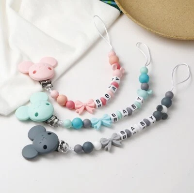 MARKENLOS DIY Schnullerkette mit Namen ☆ Silikon ★ Geburt Nuckelkette