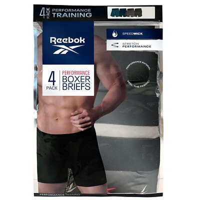 Reebok Men's 4-Pack Performance Boxer Brief XL 40-42