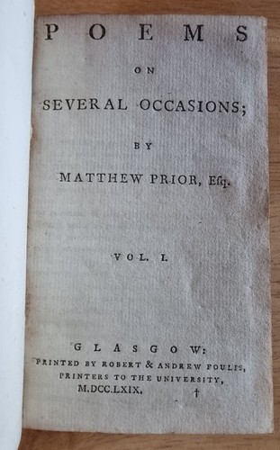 1769 / GEDICHTE MEHRMALS / Matthew Prior / 2 Bände / Glasgow - Bild 9 von 24