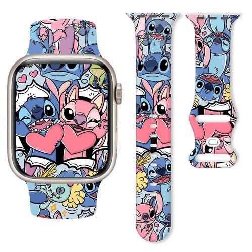 Disney Stitch Silicone Strap for Apple Watch 10 9 8 7 Printed Band Replaceable B - Picture 5 of 13