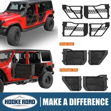 Hooke Road 4x Tubular Half Door + Side View Mirror for 18-25 Jeep Wrangler JL JT
