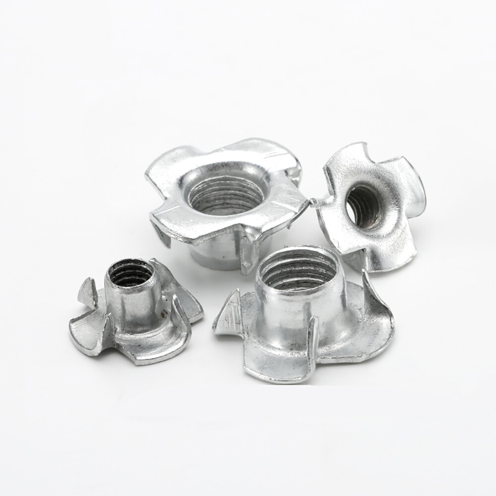 M3 - M10 T Nuts Four Pronged Captive Tee Nut Zinc Plated for Wood Furniture