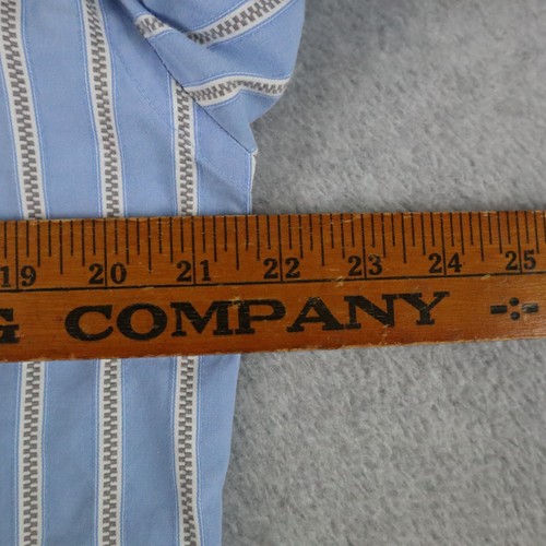 Bugatchi Uomo Shirt Mens Medium Casual Pocket Button Up Blue Striped Long Sleeve - Picture 6 of 7