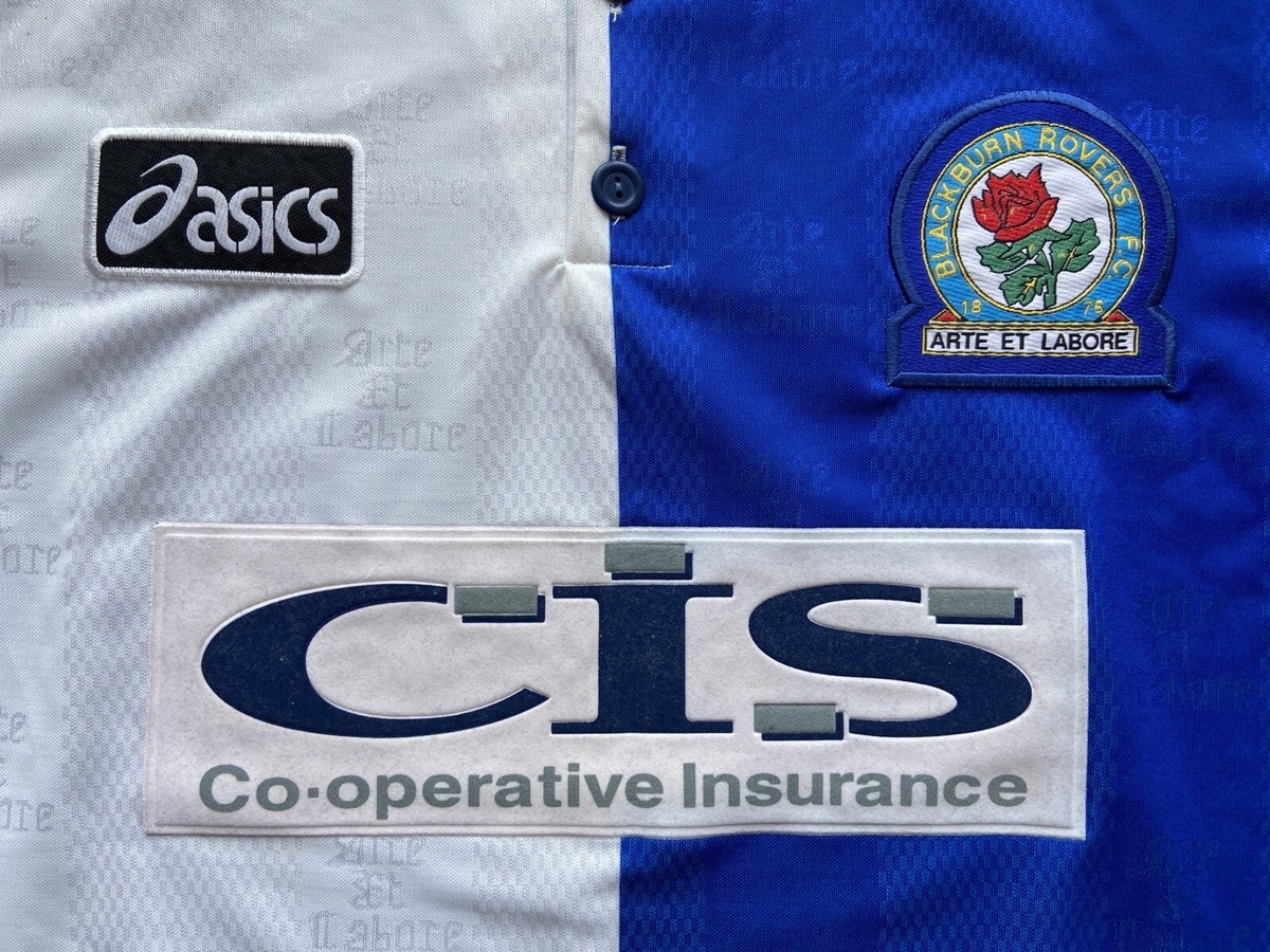 BLACKBURN ROVERS 1996 1998 HOME FOOTBALL SHIRT SOCCER JERSEY ASICS