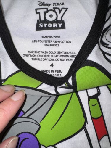 Toy Story Shirt Boys Medium Size 4 Disney Pixar Green Alien Short Sleeve Shirt - Picture 4 of 5