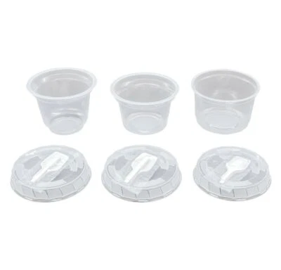 COMPAR Feinkostbecher 50St Einweg- Party- Smoothie- Dessert-Becher mit Deckel u. Löffel